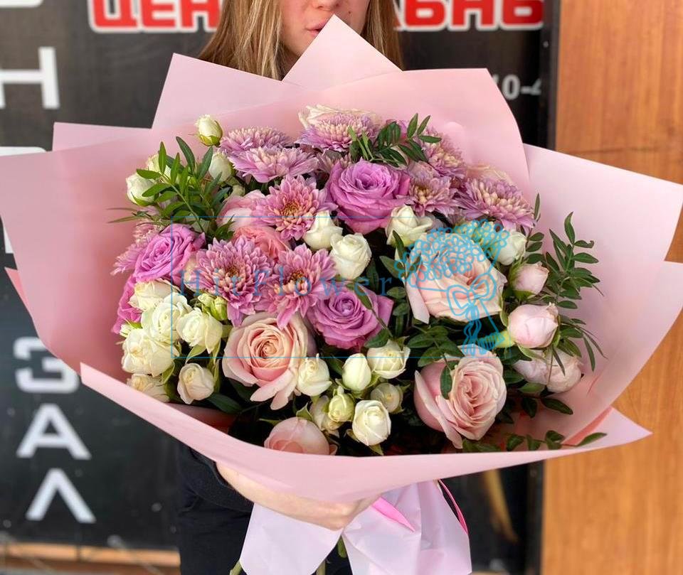 Букет цветов Сальса Букет цветов из: Розы и Хризантемы